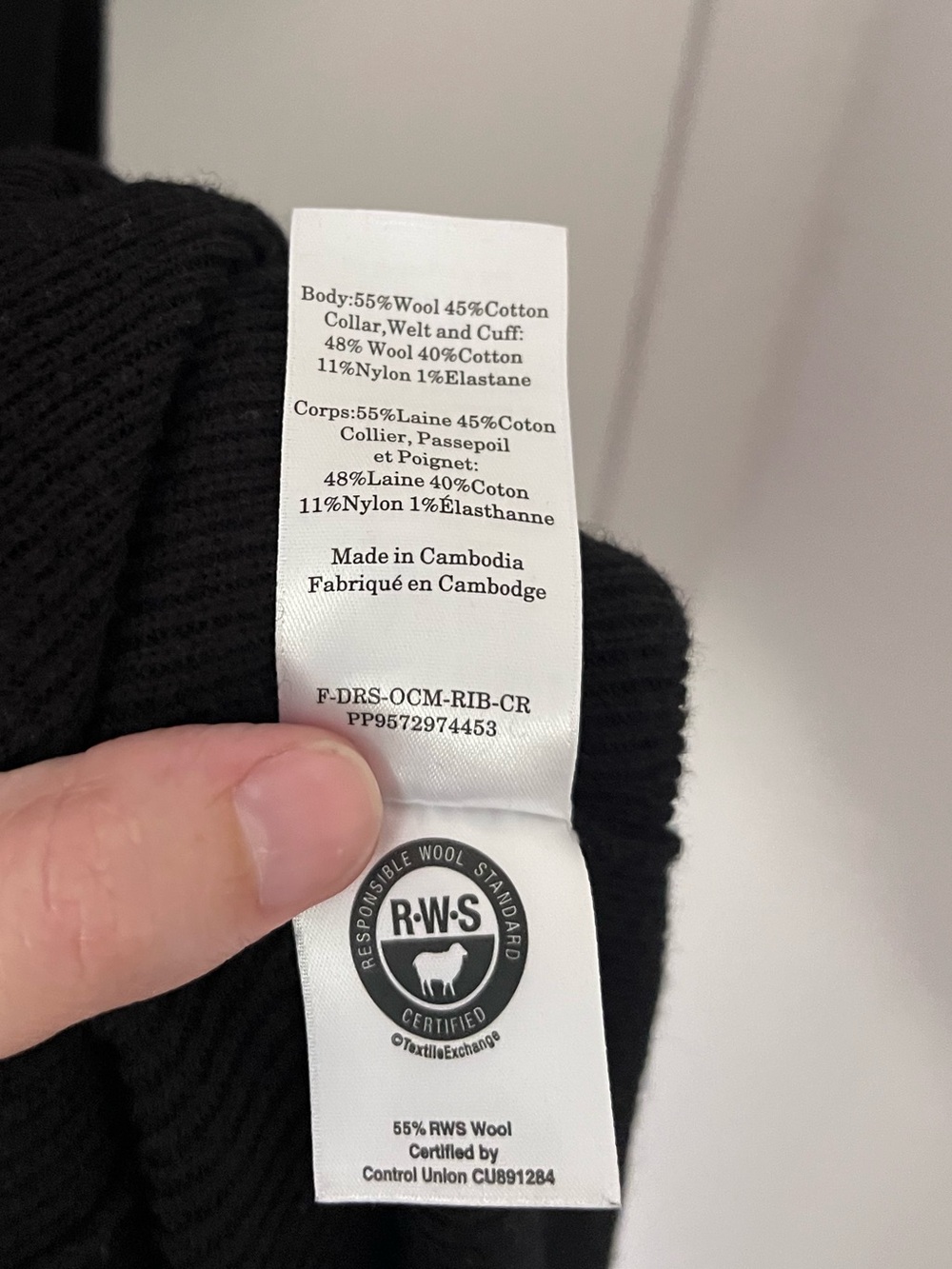 Everlane The Ribbed Sweater Dress Black Organic Cotton Merino Knit Size Large - Picture 6 of 10